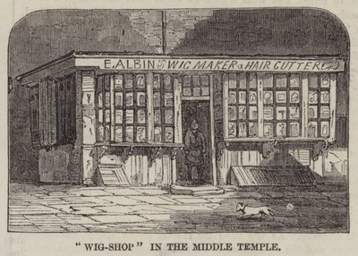 « Boutique de perruques » dans le Middle Temple (gravure) - English School
