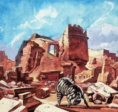 Chien sauvage parmi les ruines - English School