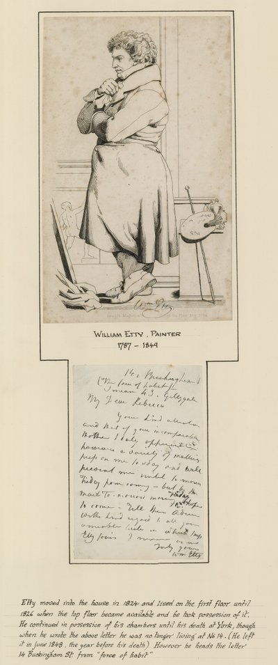 William Etty qui vivait au n° 14 Buckingham Street - English School