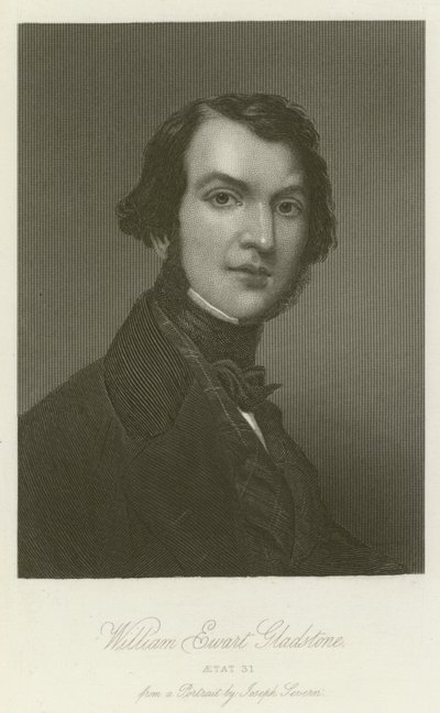 William Ewart Gladstone, à 31 ans (gravure) - English School