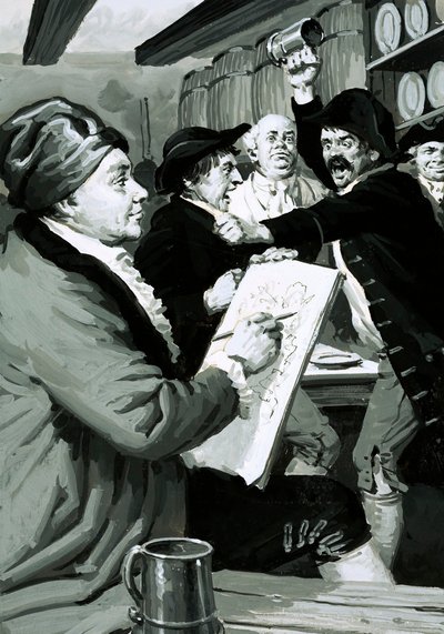 Le tout premier dessin satirique de William Hogarth a été inspiré par une bagarre de taverne - English School