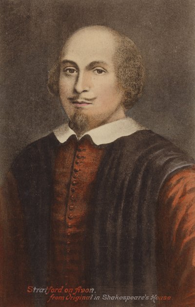 William Shakespeare (c1564-1616), dramaturge et poète anglais (lithographie couleur) - English School