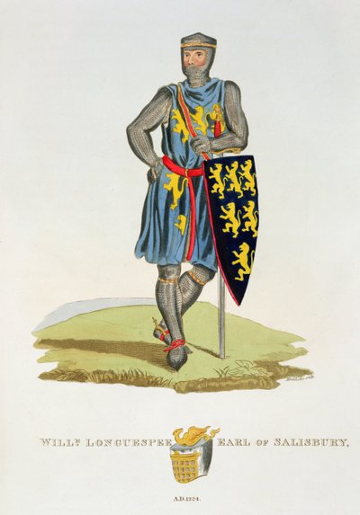 William de Longuespee, 3e Comte de Salisbury (d.1226) 1224, gravé par W. Maddocks, de Ancient Armour par Samuel Rush Meyrick, 1824 - English School