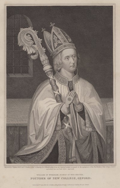 William de Wykeham, évêque de Winchester, fondateur du New College, Oxford (gravure) - English School