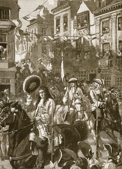 Procession triomphale de William à Whitehall (illustration de Cassells Illustrated History of England) - English School