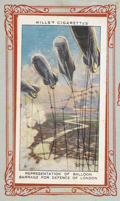 Cartes de cigarettes Wills, montrant des éléments de défense aérienne - English School