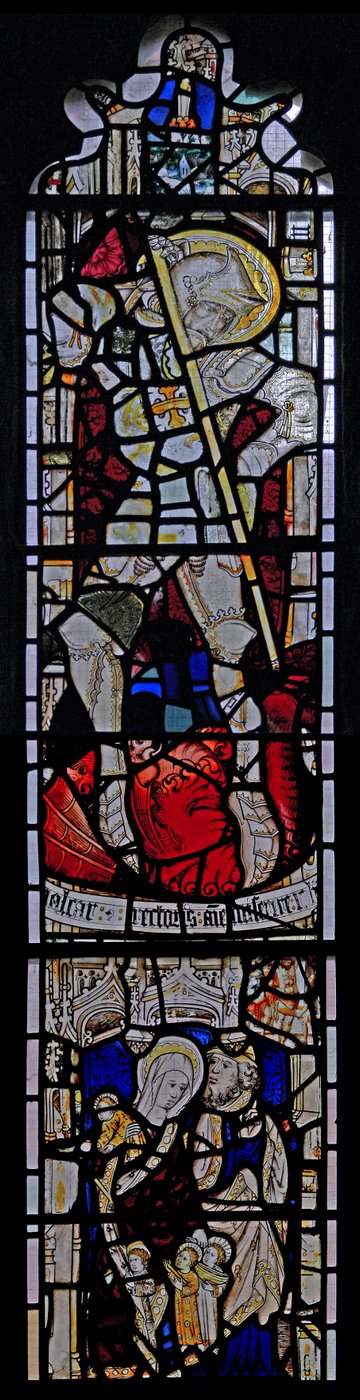 Fenêtre Ew représentant Saint Georges ; Sainte Marie Cléophas, Alphaeus et leurs enfants - English School