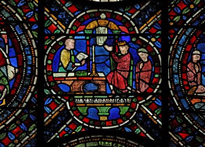 Fenêtre N7 représentant une scène de la vie de Saint Thomas Becket : la pénitence d