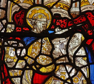 Fenêtre représentant la Charité de Saint Martin : il divise son manteau - English School