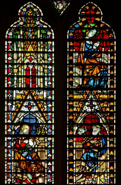 Fenêtre représentant la Nativité; aussi la Vierge à la Couronnement de la Vierge - English School