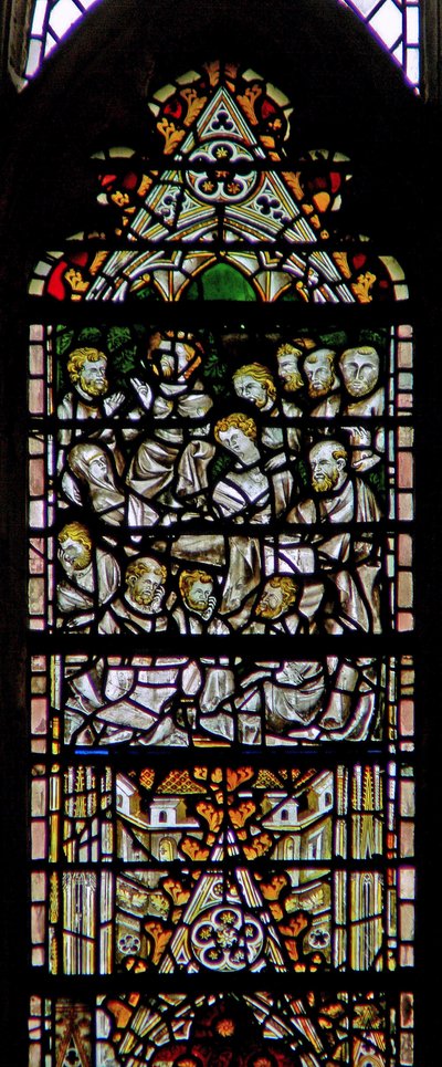 Fenêtre c7 représentant les funérailles de la Vierge Marie - English School