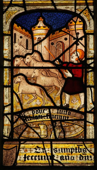 Fenêtre n5 représentant Saint Neot, les bœufs volés - English School