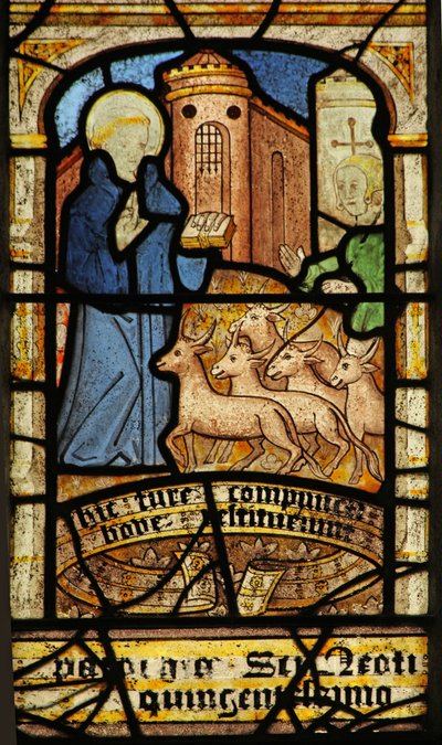 Fenêtre n5 représentant le retour des bœufs volés de Saint Neot - English School