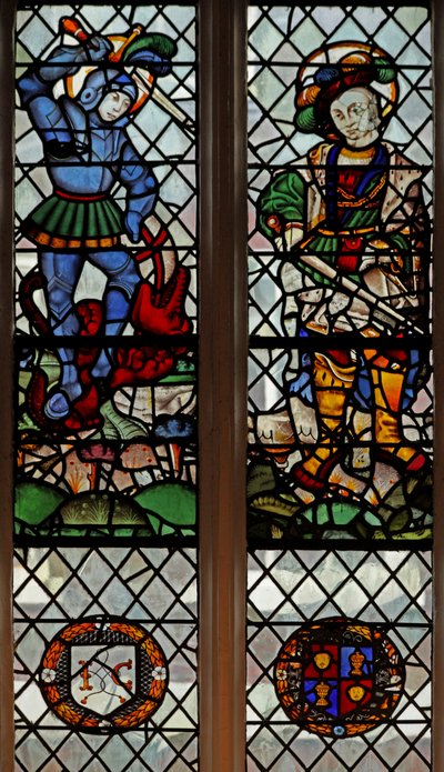 Fenêtre s4 représentant Saint Georges et Saint Martin; armoiries - English School
