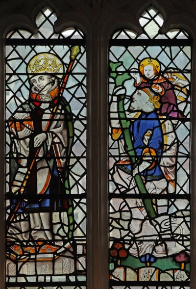 Fenêtre s4 représentant un saint roi et Saint Christophe - English School