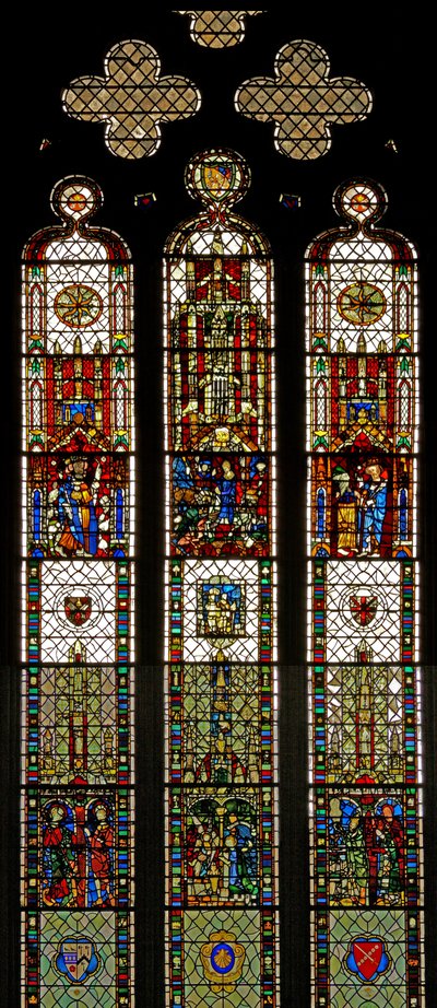 Fenêtre w31 représentant une fenêtre composite avec Saint Edmond, Saint Guillaume, Saint Georges, l