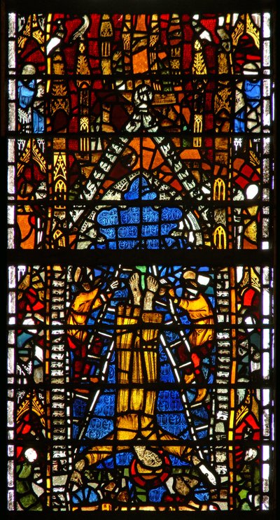 Fenêtre w38 représentant la crucifixion de Saint Pierre - English School