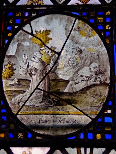 Fenêtre w9 représentant Saint François recevant les stigmates - English School