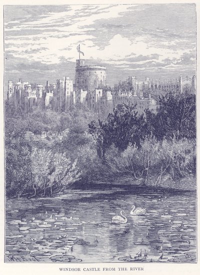 Château de Windsor depuis la rivière - English School