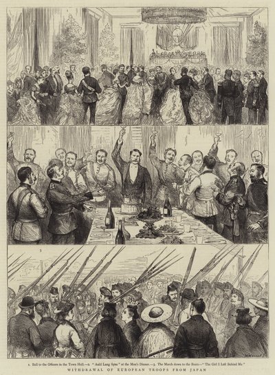 Retrait des troupes européennes du Japon (gravure) - English School