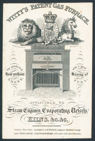Foyer à gaz breveté Wittys, carte de visite - English School