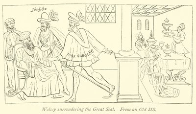 Wolsey remettant le Grand Sceau - English School