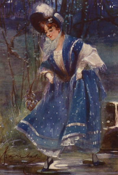 Femme en bleu, design de calendrier - English School