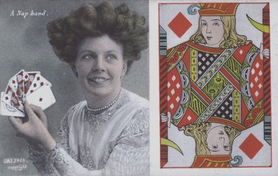Femme avec des cartes à jouer et le valet de carreau - English School