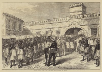 Femmes quittant le château du Cap avec des provisions pour les troupes - English School
