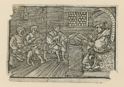 Gravure sur bois représentant un enseignant - English School