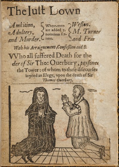 Gravure sur bois sur le sujet du meurtre de Sir Thomas Overbury - English School