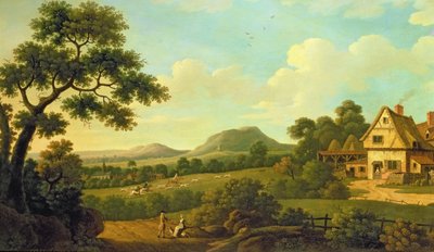 Paysage boisé avec figures au bord de la route, c.1770 - English School