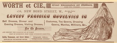 Worth et Cie, 134 New Bond Street, Londres, publicité - English School