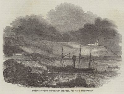 Naufrage du vapeur "The Vanguard", au large du phare de Cork (gravure) - English School