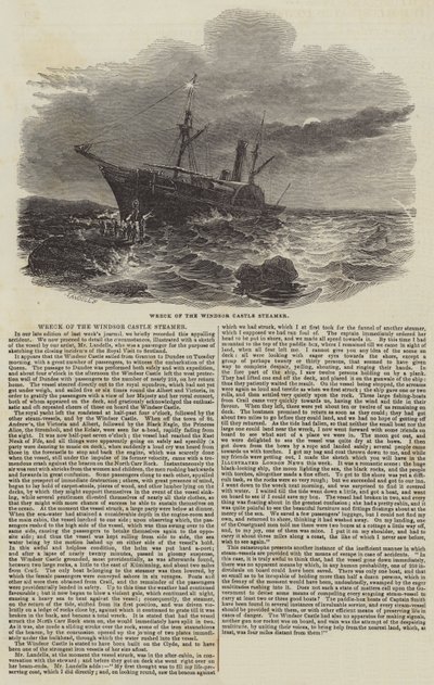 Naufrage du steamer Windsor Castle (gravure) - English School