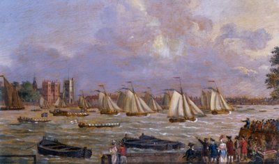 Yachts de la flotte de Cumberland en course au large du palais de Lambeth, 1775 - English School