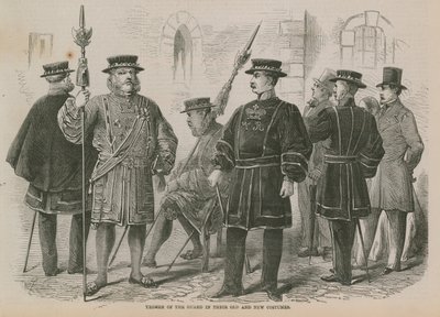 Yeomen de la Garde dans leurs anciens et nouveaux costumes - English School