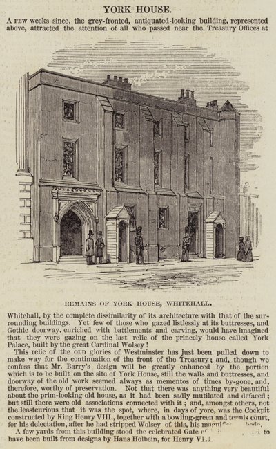 York House, Whitehall (gravure) - English School