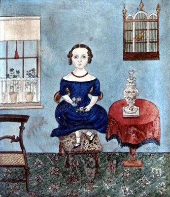 Jeune fille dansant sur une chaise dans un intérieur, vers 1840 - English School