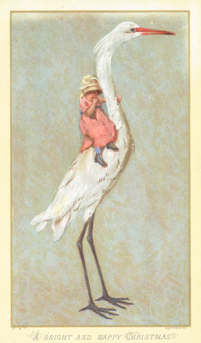 Jeune fille tenant une cigogne - English School