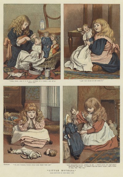 Jeunes filles jouant avec des poupées - English School