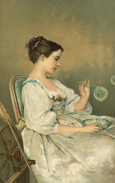Jeune femme soufflant des bulles - English School