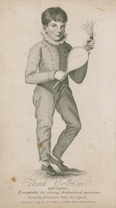 Zerah Colburn, âgé de 8 ans; remarquable pour résoudre des questions arithmétiques - English School