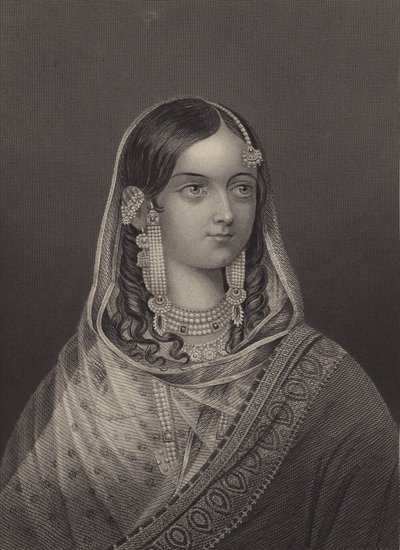Zinat Mahal, épouse favorite de Bahadur Shah II, dernier empereur moghol (gravure) - English School