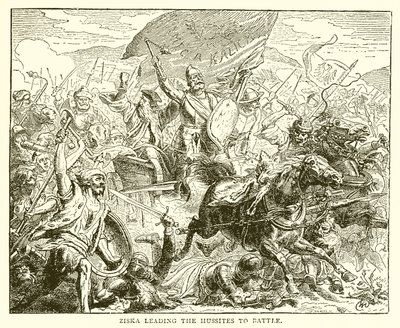 Ziska menant les Hussites au combat - English School