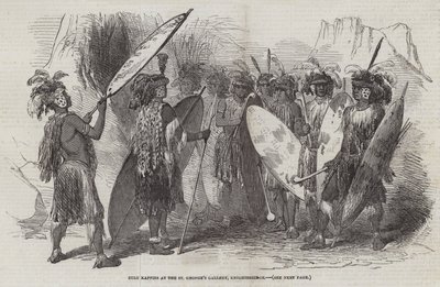 Kaffirs zoulous à la galerie St George, Knightsbridge (gravure) - English School