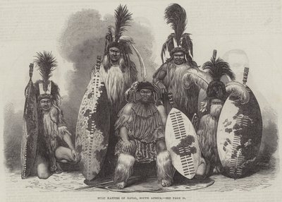 Kaffirs zoulous du Natal, Afrique du Sud (gravure) - English School