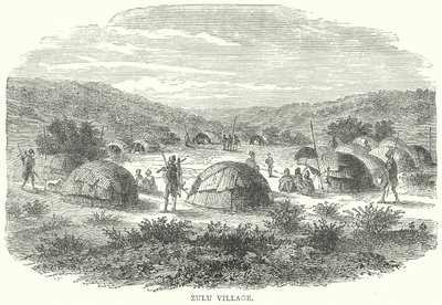 Zulu Village (engraving) - English School
