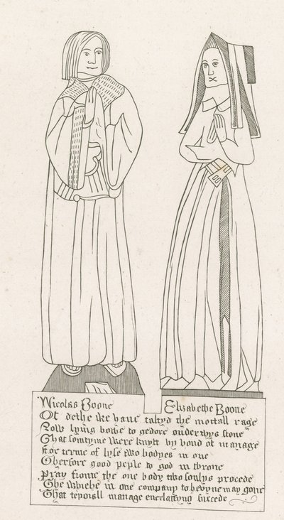Statue, tombe de Nicholas Boone et Elizabeth Boone - English School
