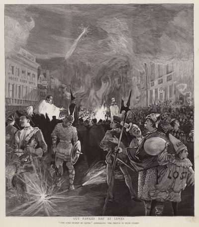 Procession du jour de Guy Fawkes à Lewes, Sussex, 5 novembre 1892 - Enoch Ward